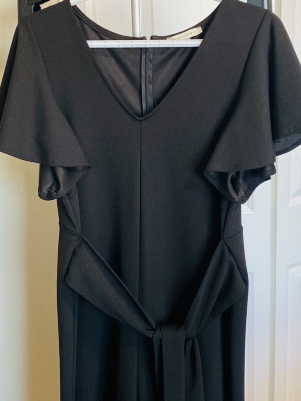 Sz M⭐️Like New Tash + Sophie Black Flutter Sleeve  Wide Leg Jumpsuit PTP 18”+